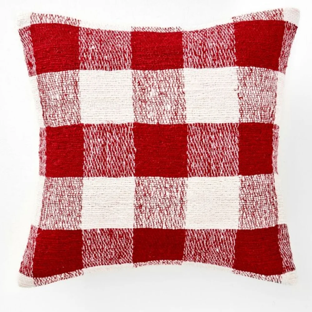West Elm Buffalo Check Linen Pillow Cover